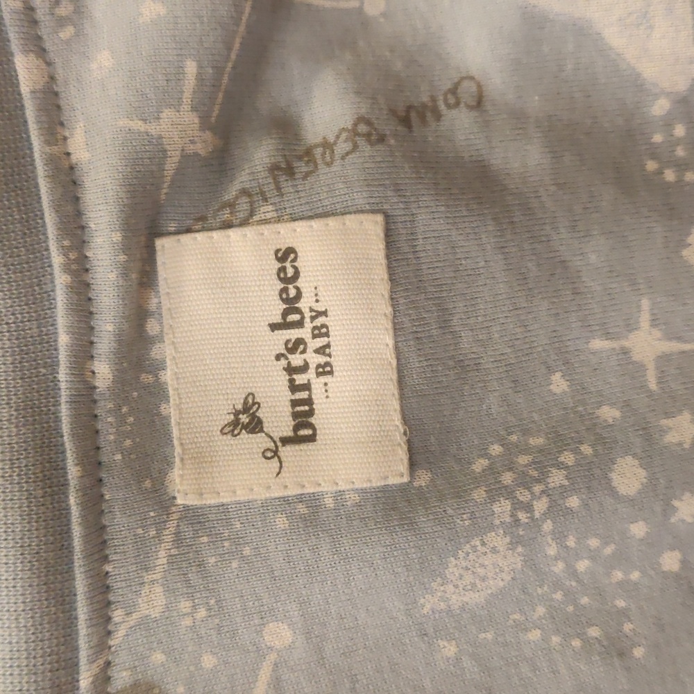 New!Burt's Bees Baby 3 piece Pajamas Set Blue and Cream Footless Organic Cotton - Picture 7 of 10